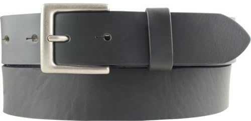 BELTINGER Gürtel aus Vollrindleder mit altsilberner Gürtelschließe 3,5 cm | Jeans-Gürtel für Damen Herren 35mm | Chino-Gürtel oder Trachten-Gürtel | Dunkelgrau 110cm