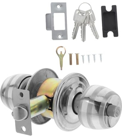 NUOBESTY Stainless Steel Ball Door Knob Key Lock Privacy Keyed Interior Door Handle for Bedroom Bathroom 70mm Center Distance for Internal Rooms