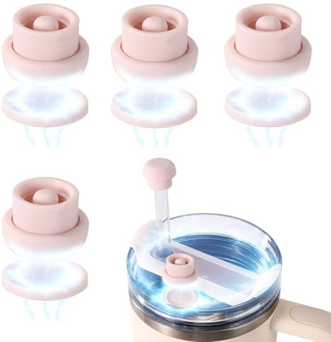 4pcs Magnetic Straw Caps, Straw Toppers for Stanley Tumbler Cover Cap Fit All 0.24-0.4 Inch Cup Accessories for Hiking Climbing Outdoor Activities (Light Pink)