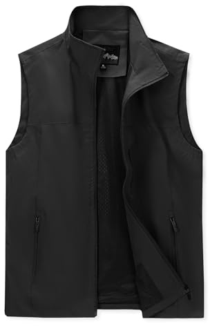 LBL Men's Fishing Vest Outdoor Safari Utility Vest Casual Quick Dry Gilets Summer Lightweight Sleeveless Jacket Photography Travel Waistcoat Tops with Multi Pockets