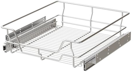 STORKING Teleskopschublade - Verchromt Ausziehbare schublade Setwahl- Küchenschublade Korbauszug Schrankauszug, Schubladeneinsätze für Küchenschrank (50cm B/43cm T)