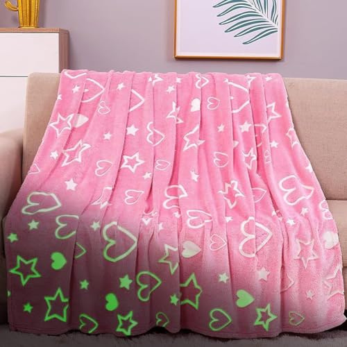 YNNHUDEEP Kuscheldecke Kinder für Mädchen Junge, 200 x 150 cm, Herzen Rosa