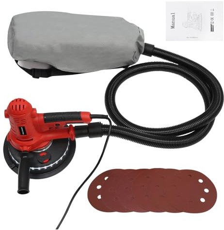 1200W Trockenbauschleifer, 1200-2500r/min Variable Geschwindigkeit Wand Schleifer, Hand-Wandschleifer mit LED licht und 6 Schleifpapier, 50Hz Tragbare Poliermaschine, für Putzwände, Kittwände