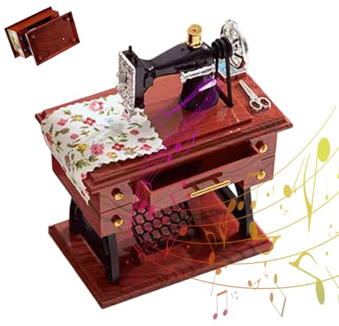 Ofcwoa Nähmaschinen Musikbox - Aufziehbare Musikdose Dekoration,Retro Nähmaschinen Zubehör | Für Hochzeitsfeier Zuhause Zusammenkunft Büro Schreibtisch Werkstatt Studio Wohnzimmer