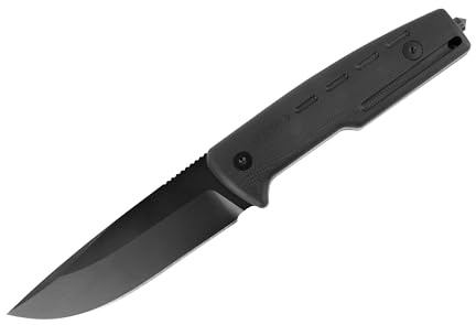 GSG-9 Einsatzmesser EM2 feststehend mit D2 Klinge, Schwarz, G-10 Griffschalen, Spear Point Klinge, Glasbrecher, Gürtelclip, Kydexscheide, 105 mm Klingenlänge