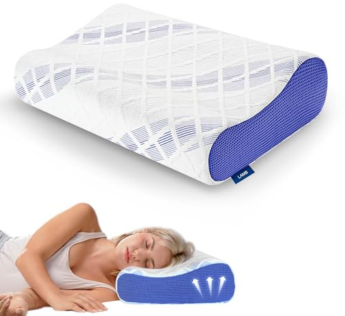 Lamb Nackenstützkissen, Höhenverstellbar kopfkissen Memory Foam, Ergonomisches Kissen für Nackenschmerzen, Orthopädische Kissen für Seitenschläfer, Bauchschläfer & Rückenschläfer