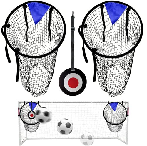 TZEKING 2 Stück Fußballtor Zielnetz mit Rahmen, Nylongewebe Fussball Trainingszubehör für Schießgenauigkeit Verbesserung, Fußballtor Zubehör für Kinder & Erwachsene