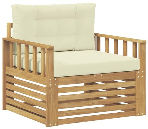vidaXL Outdoor-Sofa Polyester Weiß und Creme, Gartenmöbel, modernes Outdoor-Sofa, modulare Lounge, Elegante Terrassen-Sitze