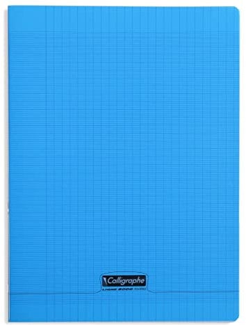 Calligraphe 18192C Un Cahier Agrafé Bleu (une Marque de Clairefontaine) - 24x32 cm - 96 Pages Grands Carreaux - Papier Blanc 90 g - Couverture Polypro Transparent