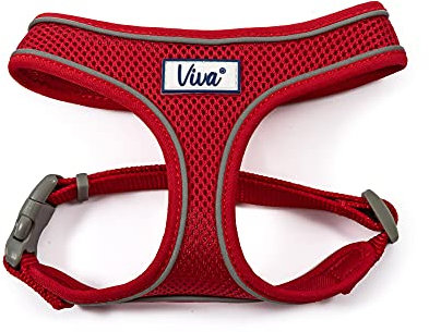 Ancol Viva Lightweight Breathable Reflective Mesh Dog Harness in Red - Air Mesh Harness with Adjustable Fit and Reflective Band - Large 53-74cm
