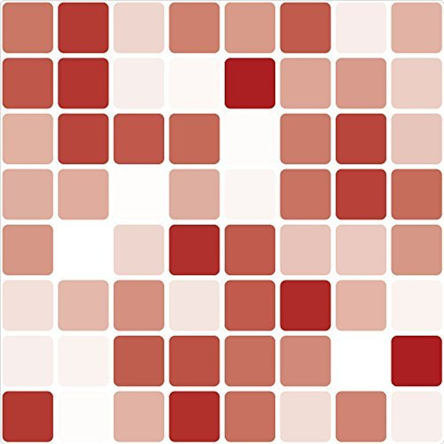 Red Mosaic Tile Transfer Stickers 149mm square for Bathroom/Kitchen by stika.co