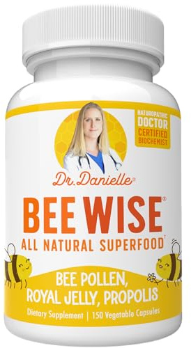 Dr. Danielle's Bee Wise - Bee Pollen Supplement - Bee Well with Royal Jelly, Propolis, Beepollen in 4 Daily Bee Pollen Capsules