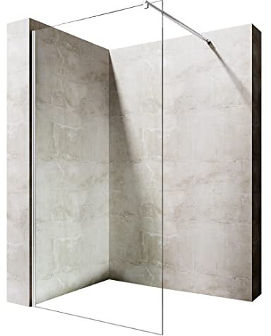 Durovin Bathrooms 850mm Walkin Shower Screen 2000 mm high - 8mm Safety Clear Glass -Wet Room Shower Enclosure