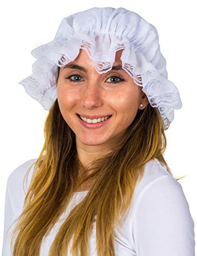 Tigerdoe Mob Cap - White Mop Hat Bonnet Colonial Costume Accessory, Revolutionary Dress up (White Mob Cap)