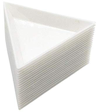 Healifty Bead Sorting Trays Diamond Rhinestone Plate Plastic Triangular Jewelry Picking Plates Nail Art Dotting Tool Storage 20pcs