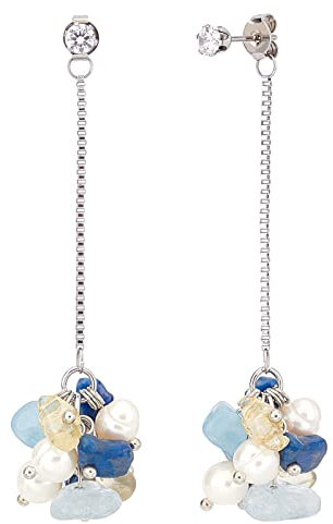 UNICRAFTALE 1 Paire de Boucles d'oreilles Pendantes en Citrine et Aigue-Marine Boucles d'oreilles Pendantes de Grade A Perles Nacrées et Boucles d'oreilles Pendantes d'oreille à Broches de 0.7 mm