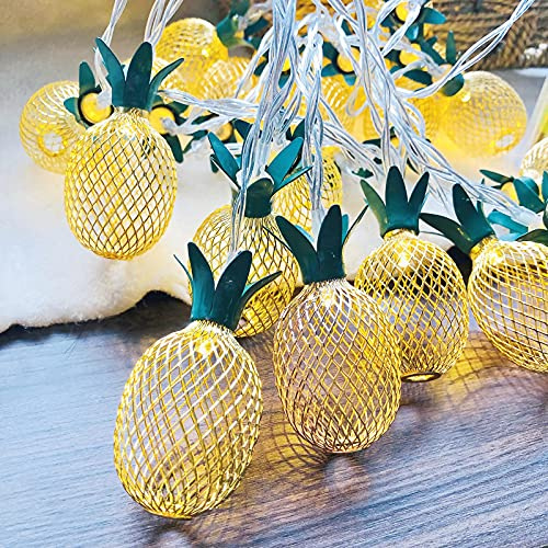 Riaxuebiy Metall LED Gold Ananas Lichterketten USB-betrieben Laternenlampen für Innenhochzeitsfeier Weihnachts Eid Mubarak-Palast Dekoration (Ananas, 6m/40LED)