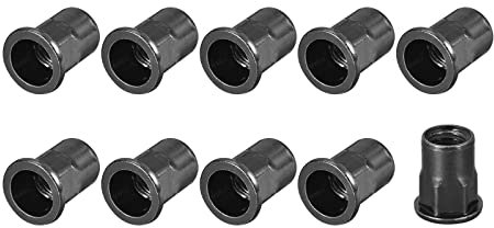 METALLIXITY Rivetto Dadi (M10) 20pz, Acciaio Carbonio Mezzo Esagonale Filettato Inserimento Dadi - per Mobili Fissaggi Meccanici, Nero