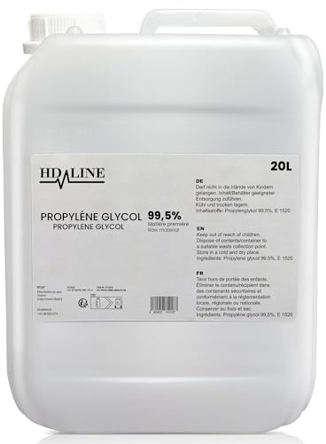 hd-line 20L Propylenglykol E1520, Perfekt für DIY, Pharmaqualität 99,7% Reinheit, Lebensmittelqualität, Raw Material PG, Rein, Vegan, Ph. Eur/USP, 20000 ml
