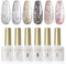ROSALIND Smalto Semipermanente per Unghie Glitterato,6 Colori Argento Oro Nero Brillante Kit,Smalti Per Soak Off UV/LED Nail Polish Lampada Diy Manicure Nail Art Set