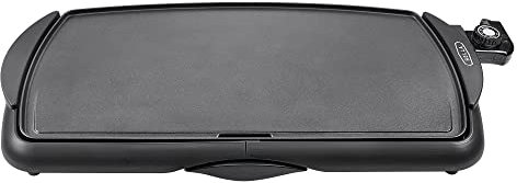 BELLA Plancha Eléctrica de Cerámica de Titanio Antiadherente, Gran Superficie de Cocción Sumergible y Bandeja Grasa Extraíble, Temperatura Regulable, Sin PTFE y PFOA, 27cm x 51cm, Negro
