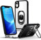 SHIELDS UP for iPhone XR Case with Stand, Phone Case Clear with Double Ring Holder【Adjustable & Fodable】 Shockproof Protective Cover for iPhone XR - Black