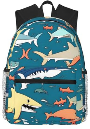 NEZIH Rucksack mit Haifisch-Motiv, für Damen und Herren, leichter Laptop-Rucksack für Reisen, Sport, Strandtaschen, Shark Sailing, Einheitsgröße