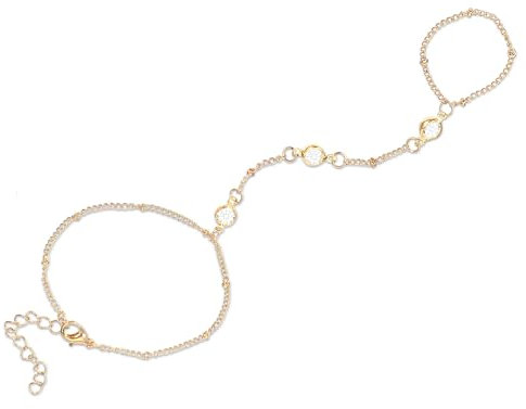 Abeillo Goldene Handkette für Frauen, Handkettchen Ring-Anhänger & Armreif, Gold Fingerarmband, Armreif Damen, Handschmuck, Ring, Handgliederkette, Schmuckgeschenke, Trendy Armbänder für Frauen, Mama