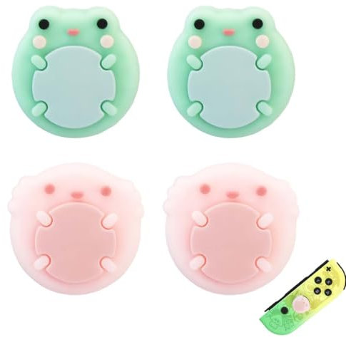 SULIUDAJI 4 Piezas Switch Protector Intercambiabilidad Accesorios Switch Joycons Switch Joystick Funda Protectora de Silicona Protección de Accesorios - Frog & Axolotl