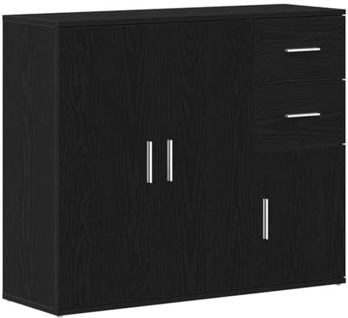 vidaXL Sideboard Schwarz Eichen-Optik 91x29,5x75 cm Holzwerkstoff