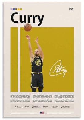 NFDVFHFRQ Stephen Curry signiertes Poster, Leinwandposter, Wandkunst, Dekordruck, Bild Gemälde für Wohnzimmer, Schlafzimmer, Dekoration, 30 x 45 cm