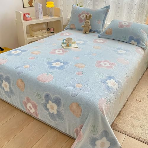 ENEN Coperta Plaid Pile Morbida Calda Flanella Di Microfibra Letto Copertina Invernale Singolo Matrimoniale per Divano Coperta Morbida Leggera (Azzurro,230x250cm)