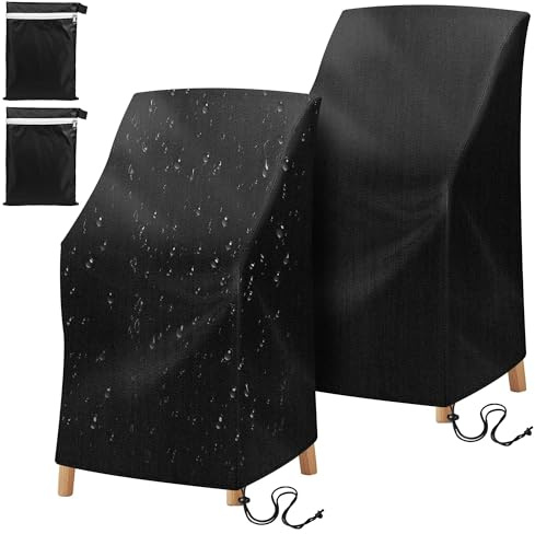 Yokuni 2er Set Gartenstuhl Abdeckung Oxford wasserdicht UV | 64 x 64 x 80/120 cm. Robuste Schutzhülle rissfest & winterfest für Balkon, Garten, Stapelstühle Schutz Outdoor & Terrasse