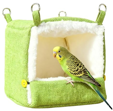 Quorvex Parrot Bed - Heated 5 Temperature Hammock,Parakeet Warmer Nest with Heating Pad,for Conure Lovebirds Hamster Cockatoo Finch Home Balcony Garden Indoor Outdoor Yard