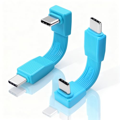 Duttek Cable USB C Corto 80Gbit/s 5cm (Paquete de 2), Cable de Carga USB C de 90 Grados Conector a Conector Corto para Smartphones, iPad, MacBook, Thunderbolt 5, Samsung Galaxy, Pixel y Monitores Dell