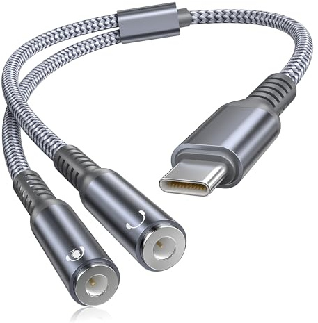 BASESAILOR for iPhone 17 16 USB C to Dual 3.5mm Headphone Splitter Adapter | Share Audio with 2 Headphones,Type C to Aux Jack for New Apple 17/16e 15 Pro Max,Samsung S26 S25 S24,A56,MacBook Pro Air,iPad