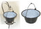 troph-e-shop Set Ungaricher Gulaschkessel Emaille 0,8 Liter + Kesselständer Fonduetopf Schokoladenfondue Serviertopf
