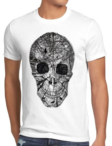 style3 Nature Skull T-Shirt Herren Totenkopf, Größe:M;Farbe:Weiß