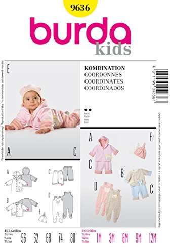Burda 9636 Schnittmuster Jacke Hose Strampler (Baby, Gr, 56-80) Level 2 leicht