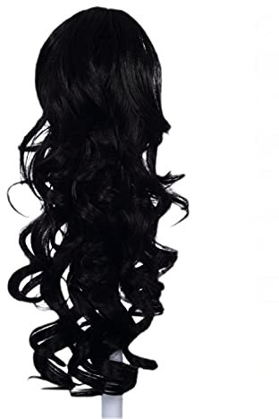 Prettyland - DH254 45cm Klammer gelockt Pferdeschwanz Zopf Haarverlängerung Haarteil- BK01 tief schwarz