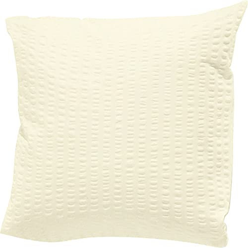 Erwin Müller Kissenbezug, Kuschelkissenbezug, Kissenhülle Seersucker Uni Serie Rosenheim Creme Größe 40x40 cm - pflegeleicht, bügelfrei, mit Reißverschluss
