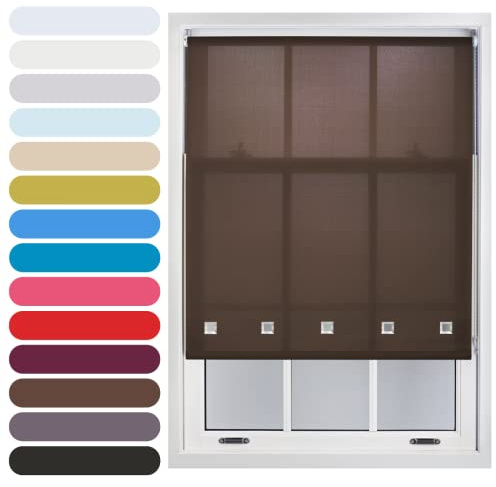 FURNISHED Square Eyelet Light Filtering Polyester Daylight Kitchen Blinds Trimmable Window Blind, Mocha, 180W x 165H cm