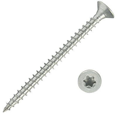 100 Stück Edelstahl-Schrauben 4x50 mm Vollgewinde Torx - Spanplattenschrauben mit Senkkopf - Holzschrauben/Holzbauschrauben - Werkstoff A2 VA V2A - Edelstahlschrauben/Universalschrauben TX20