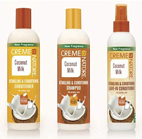 Crème Of Nature - 3er-Set mit Shampoo + Spülung + Leave-In-Spülung - mit Kokosmilch