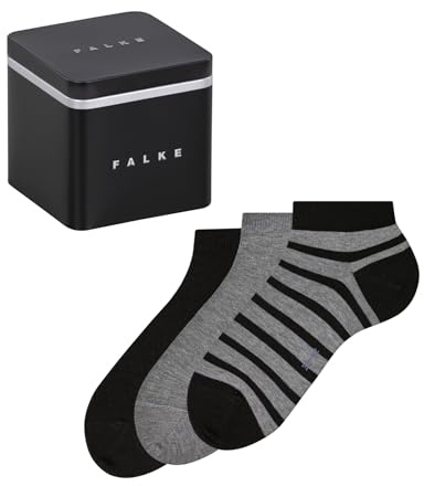 FALKE Men's Happy Box Mix Multipack M Sn Cotton Low-Cut Patterned 3 Pairs Trainer Socks, Multicolor Black Grey Mix 0010, 5.5-8