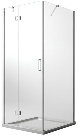 Idralite Mampara de Ducha 75x50 CM H190 Vidrio Transparente con Easyclean Mod. Flip Hoja + Fijo