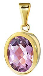 NKlaus Träne Tropfen Kettenanhänger 333 8 Karat Gold gelbgold 9x7mm Damen Amethyst 9214