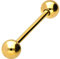 PIERCINGLINE Titan Barbell 2 KUGELN Piercing Stab Zunge Brust Intim Ohr Goldfarben 5 x 1,6 x 14 mm