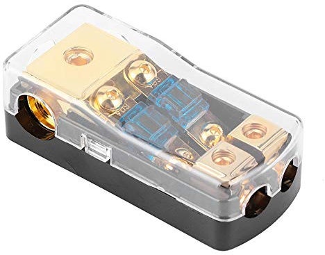 Mini ANL Sicherungshalter, Car Audio 2-Wege-Stromverteilerblock, 0/4 Gauge In bis 4/8 Gauge Out 60A Sicherungsverteilungsblock 2-Wege-Mini-ANL-Sicherungshalter für Auto B