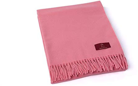 Ritter Decken 130 x 180 cm Wolldecke „Luzern“ Altrosa 100% Merino Schurwolle – Geeignet als Plaid, Kuscheldecke, Sofadecke und Bett. Hochwertige Wohndecke mit Fransen